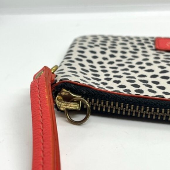 3/$30 FOSSIL DOT PRINT PATTERN WRISTLET WALLET CREAM BLACK HOT PINK PLEATHER - Picture 9 of 16
